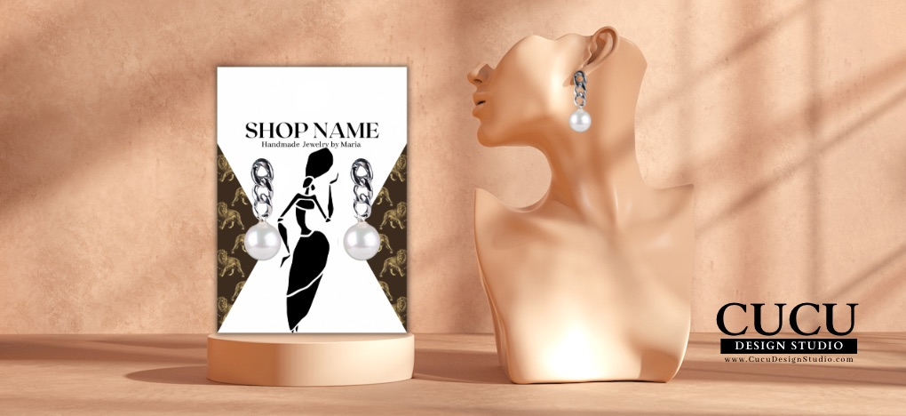 Earring card display | earring card tag | Jewelry card | jewelry card holder | jewelry card tag | Canva templates | Cucu Design Studio 