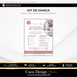 Kit de marca para negocios de belleza en Canva con página de bienvenida y plantillas editables