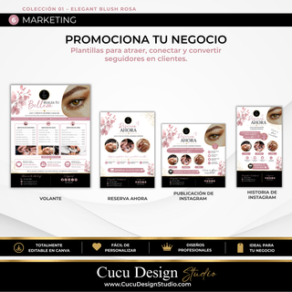Plantillas de marketing para promocionar un negocio de belleza en redes sociales