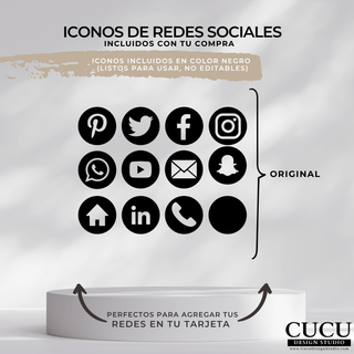 Iconos de redes sociales incluidos para personalizar tarjetas de agradecimiento de negocio / Social media icons included for customizing business thank you cards