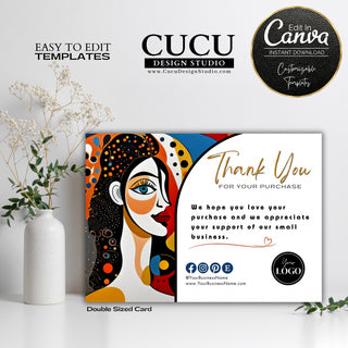 Thank you card, thank you card templates, canva thank you cards, abstract thank you card, spanish thank you card, gracias por su compra, tarjetas para el cliente, tarjetas de agradecimiento, small business thank you cards, Spanish small business thank you cards
