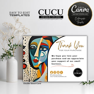 Thank you card, thank you card templates, canva thank you cards, abstract thank you card, spanish thank you card, gracias por su compra, tarjetas para el cliente, tarjetas de agradecimiento, small business thank you cards, Spanish small business thank you cards