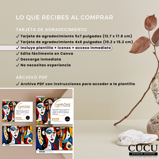 Contenido incluido con la compra de plantilla de tarjeta de agradecimiento editable para pequeños negocios / What is included with the editable thank you card template purchase for small businesses
