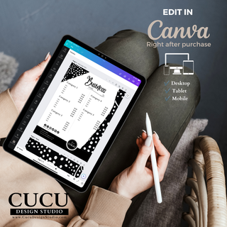 Canva editing demonstration showing branding templates editable on desktop, tablet, and mobile devices. / Demostración de edición en Canva mostrando plantillas de branding editables en computadora, tableta y dispositivos móviles.