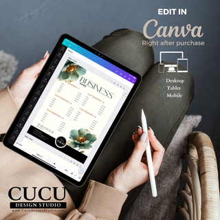 Canva editing preview demonstrating how to customize branding templates on desktop, tablet, and mobile devices. / Vista previa de edición en Canva mostrando cómo personalizar las plantillas en computadora, tableta y dispositivos móviles.