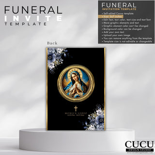 In Loving Memory, Spanish Catholic funeral template, Editable Spanish funeral service card, Funeral service invitation template, Plantilla funebre, Memorial template in Spanish, Catholic cards, Our Lady of Guadalupe, Our Lady of Guadalupe funeral card, Funeral memorial Prayer card (Virgen Mary), Tarjeta funeral Virgen Maria, Virgen de Guadalupe, Invitacion funebre, Anuncio funebre, Spanish funeral cards, Spanish funeral invitation, Spanish funeral invite, 