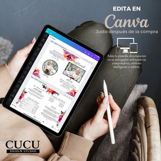 Plantilla funeraria editable en Canva desde celular o computadora, fácil de usar sin experiencia / Funeral template editable in Canva on phone or computer, easy to use with no experience needed