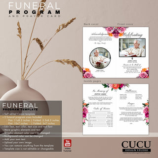 Boletín funerario, Programa de obituarios, Programa de servicio funerario, Programa de servicio funebre, Spanish funeral program, Spanish printable funeral program, Spanish Canva funeral program, cucu design studio