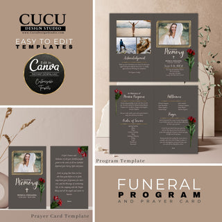 Funeral program, canva funeral program, Canva template, Funeral card, Funeral template, Loss of loved one, Printable template, Sympathy cards, Death card, Celebration of life