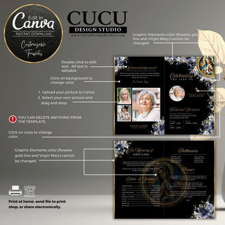 Canva Funeral Program y Funeral Prayer Card Template | FP101_Esp