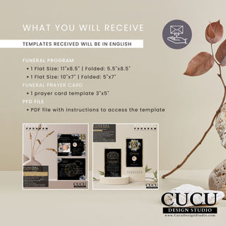 Canva Funeral Program y Funeral Prayer Card Template | FP101_Esp