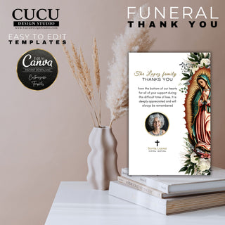 Virgen Mary funeral thank you cad, canva template, burial invitation template - canva, custom memorial thank you template - canva, digital funeral invitation template - canva, funeral cards - canva, funeral service card templates - canva,  funeral cards online templates - canva, memorial service invitation template - canva, memorial service invitation template - canva, obituary card template - canva, printable funeral thank you template - canva, personalized funeral card template - canva, cucu design studio