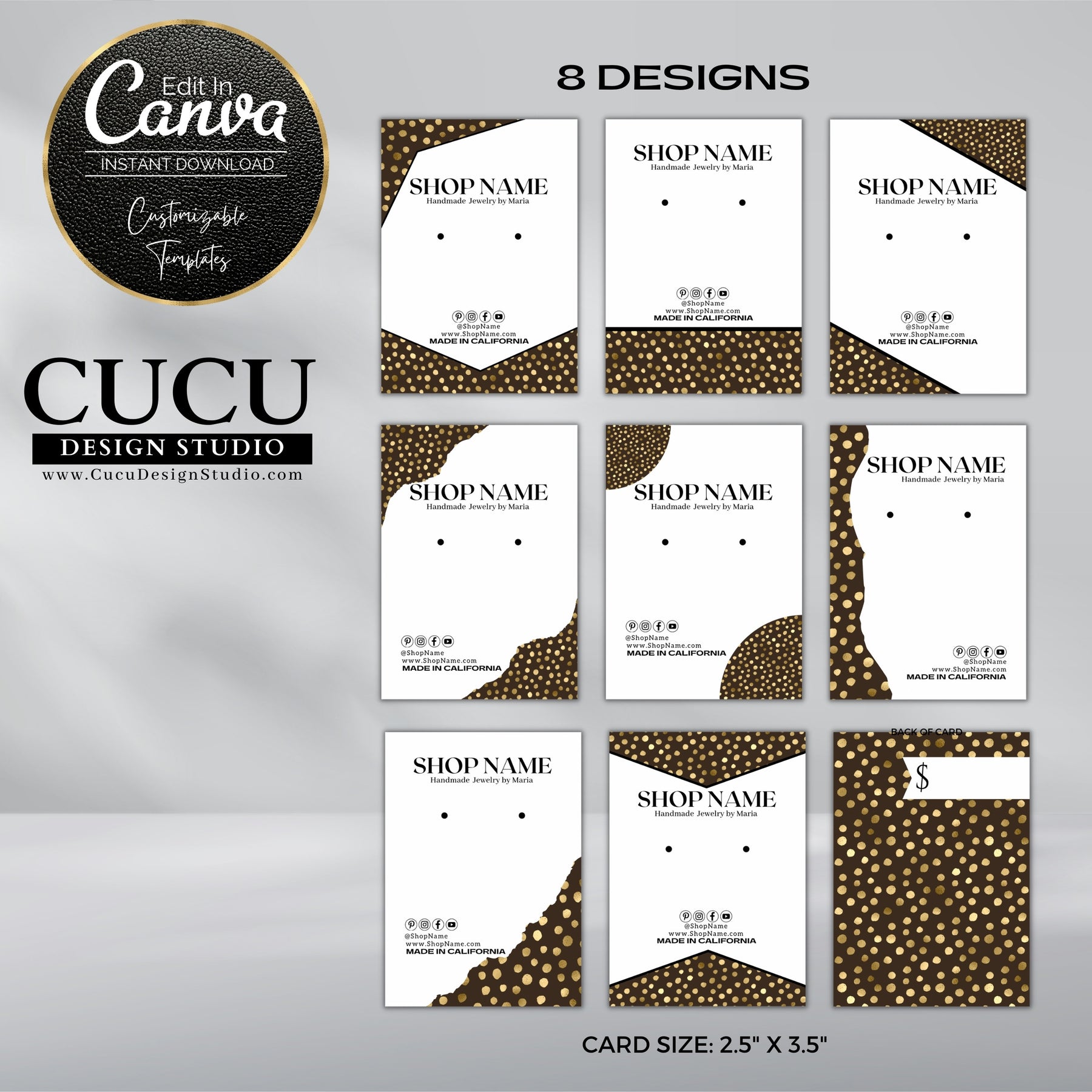 Necklace Display Card Template Set, Printable Necklace Cards Logo Template, Jewelry  Display, Earrings Card, Necklace Holder, Canva Template 