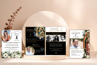 Plantillas de invitación de funeral editables en Canva en español con diseños elegantes y personalizables. / Editable funeral invitation Canva templates in Spanish with elegant and customizable designs.