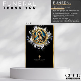 Obituary card, plantilla funeral, celebration of life, sympathy card, memorial invitation, funeral announcement, obituary template, template canva, funeral digital, funeral home templates, obituary, obituary template, 

celebration of life, printable memorial, Catholic mass card, text message invite, Spanish Virgen Mary, La Virgen Maria, Spanish Virgen Mary funeral template, Spanish Virgen Mary funeral Card, Printable Catholic Funeral Template, Nuestra Señora de Guadalupe Tarjeta Funebre