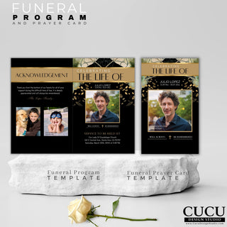 funeral bulletin, Order of service program, Funeral pamphlet, Obituary program, Funeral program template, Canva funeral program, Canva funeral template printable,Printable funeral service, cucu design studio,  prayer card, catholic prayer card,  loss of a loved one, perdida de un ser querido
