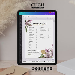 Price list template, customizable price list, Canva Template