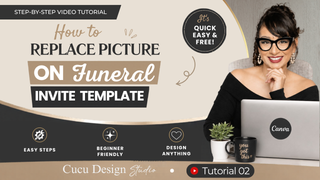 English
Tutorial 02: How to replace a photo on a Canva funeral invitation template step-by-step video tutorial.
Spanish
Tutorial 02: Cómo reemplazar una fotografía en una plantilla de invitación funeraria de Canva con una guía paso a paso.