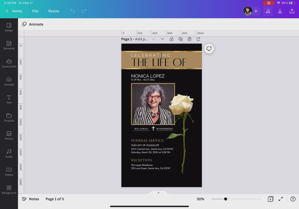 How to edit canva funeral card, how to edit celebration of life funeral service card template, canva template funeral, canva funeral card, in loving memory, sympathy card, memorial service invitation card, funeral invitation card template, helpful video on how to edit Canva mobile funeral card, canva, canva espanol, targeta digital de funeral, invitacion para funeral, editar velorio invitacion de funeral, plantillas canva funeral tarjetas