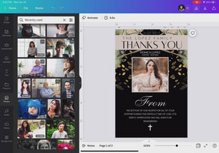 Cucu Design Studio, Canva Templates, Canva Funeral Cards, thank you funeral template, thank you funeral cards, thank you for attending our family funeral, sympathy funeral card, memorial card, memorial template, easy to edit templates, funeral thank you template cards, celebration of life, in loving memory templates, celebration of life templates