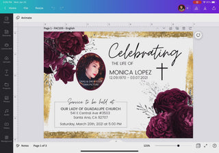 Electronic funeral template, digital download funeral template, Canva Funeral Template, editable funeral card, cheap funeral cards, affordable funeral cards, template memorial card, Cucu Design Studio