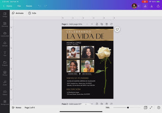 Diseño de invitación para funeral en negro y dorado: Tarjeta de invitación para funeral con fondo negro y detalles dorados. La rosa blanca añade un toque de serenidad. Perfecta para expresar tus condolencias de manera elegante y respetuosa.
- Cucu Design Studio
