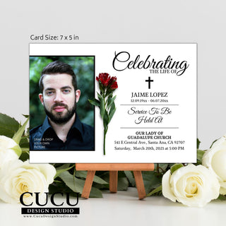 Funeral card online, Funeral invitation templates, In loving memory template canva, Funeral invite, Funeral card invitation online edit, Bereavement announcement cards,  Canva template, Funeral template, Loss of loved one, Cucu Design Studio 