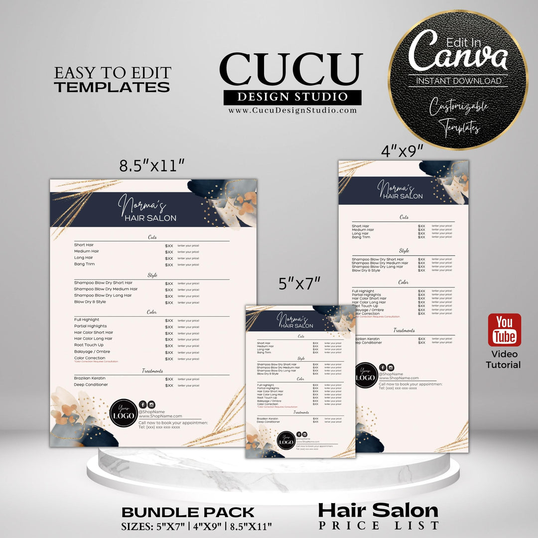 Beauty Salon Price List Menu Template Abstract Design – Cucu