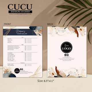 Price list template, Canva template, beauty salon price list, menu list, bundle price list, editable menu list, editable price list, template menu list, canva price list template, cucu design studio, hair salon price list, hair salon menu