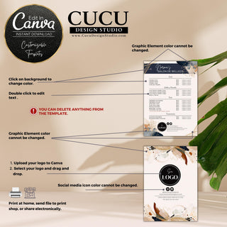 Spanish Beauty Salon Price List Template | BBSM100_Spa - Cucu Design Studio