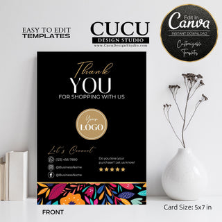 thank you for shopping small card, thank you for your support card template, business thank you card, business thank you note template
