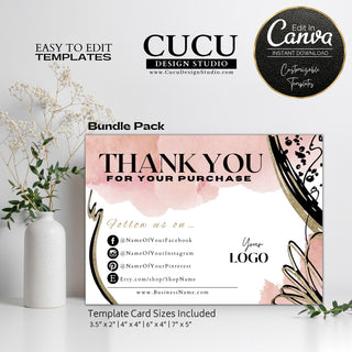 Small business thank you cards, thank you card, thank you template, thank you for your order, thank you for supporting our small business card, printable thank you cards, canva templates, canva templates, canva thank you cards, editable thank you cards, abstract thank you card, template bundle pack, thank you bundle pack, cucu design studio, easy to edit template cards