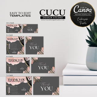Bundle pack template, bundle pack, thank you card bundle pack, canva templates, canva printable cards, small business template, thank you template cards, customer thank you card, package cards, mail thank you cards, printable thank you cards, editable thank you cards, cucu design studio, etsy thanks you cards