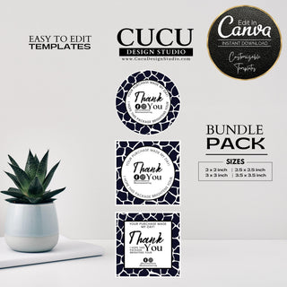 Canva sticker template, Label template, Printable editable sticker template, Digital sticker template, Online sticker template, Canva sticker template for printing, Round sticker template, Small business thank you stickers