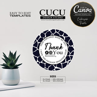 Canva sticker template, Label template, Printable editable sticker template, Digital sticker template, Online sticker template, Canva sticker template for printing, Round sticker template, Small business thank you stickers