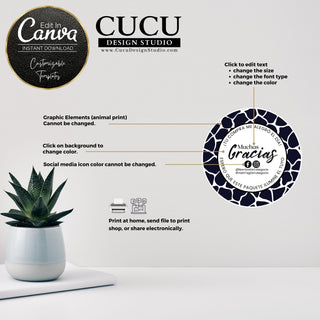 Spanish Animal Print Small Business Thank You Stickers | Canva Stickers | BTS102_Spa - Cucu Design Studio