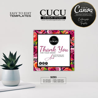 Canva sticker template, Label template, Printable editable sticker template, Digital sticker template, Online sticker template, Canva sticker template for printing, Round sticker template, Small business thank you stickers