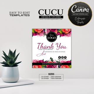Canva sticker template, Label template, Printable editable sticker template, Digital sticker template, Online sticker template, Canva sticker template for printing, Round sticker template, Small business thank you stickers