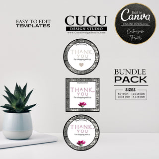 Canva sticker template, Label template, Printable editable sticker template, Digital sticker template, Online sticker template, Canva sticker template for printing, Round sticker template, Small business thank you stickers