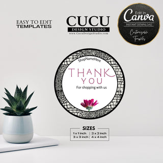 Canva sticker template, Label template, Printable editable sticker template, Digital sticker template, Online sticker template, Canva sticker template for printing, Round sticker template, Small business thank you stickers