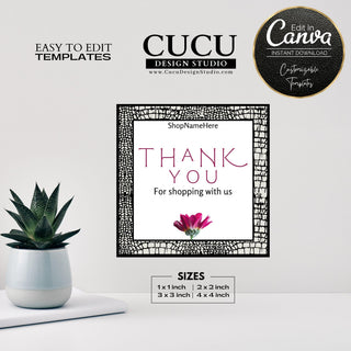 Canva sticker template, Label template, Printable editable sticker template, Digital sticker template, Online sticker template, Canva sticker template for printing, Round sticker template, Small business thank you stickers