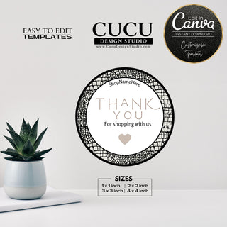 Canva sticker template, Label template, Printable editable sticker template, Digital sticker template, Online sticker template, Canva sticker template for printing, Round sticker template, Small business thank you stickers