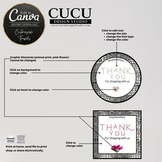 Stickers for Small Business | Thank You Sticker Template Animal Print | BTS104_Eng - Cucu Design Studio