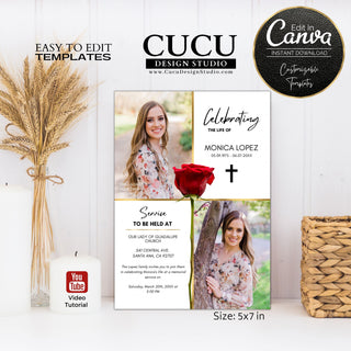 Canva funeral template, Canva funeral invitation, Canva funeral card, Canva loss of loved one template, Canva printable funeral template, Canva funeral announcement, Canva sympathy cards, Canva death card, Canva celebration of life template, Canva in Loving memory template, Canva cards, Cucu Design Studio, funeral template, sympathy card, memorial card, funeral announcement canva, funeral invitation canva, memorial flyer, funeral cards, personalize funeral cards