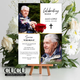 Celebration of life memorial card template, invitation to funeral, photo sympathy funeral memorial, editable memorial cards, printable funeral cards, funeral announcement card template, printable memorial service card template, male funeral cards, boy funeral card, baby funeral cards, grandfather funeral card, father Rest In Peace