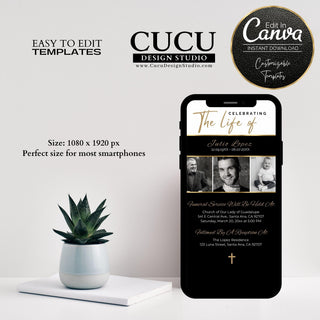 Electronic Funeral Announcement, Funeral Electronic Invitation for Smartphones, Electronic Celebration of Life invitation, Editable Evite, Cucu Design Studio, funeral template, Canva funeral,  funeral card online, in loving memory template, mobile celebration of life card, smartphone funeral card, smartphone memorial card, smartphone custom funeral service card, smartphone remembrance funeral card, smartphone personalized memorial card, smartphone obituary card for funeral, smartphone sympathy card