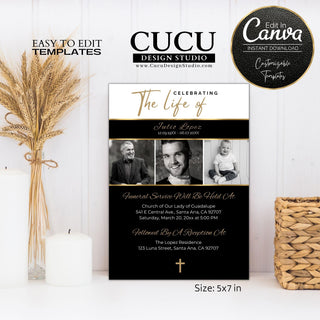 Funeral card online, Funeral invitation templates, In loving memory template canva, Funeral invite, Funeral card invitation online edit, Bereavement announcement cards,  Canva template, Funeral card, Funeral template, Loss of loved one, Printable funeral template, Funeral announcement, Sympathy cards, Death card, Celebration of life, In Loving memory template