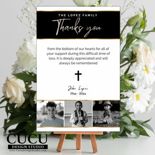 Thank you funeral, thank you funeral card, sympathy card, celebration of life, funeral thank you template, template canva, funeral template, in loving memory, thank you for your support, thank you for attending, thank you note, cucu design studio