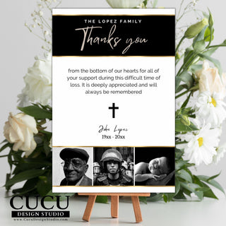 Thank you funeral, thank you funeral card, sympathy card, celebration of life, funeral thank you template, template canva, funeral template, in loving memory, thank you for your support, thank you for attending, thank you note, cucu design studio