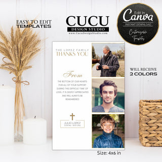Cucu Design Studio, Canva Templates, Canva Funeral Cards, thank you funeral template, thank you funeral cards, thank you for attending our family funeral, sympathy funeral card, memorial card, memorial template, easy to edit templates, funeral thank you template cards, celebration of life, in loving memory templates, celebration of life templates